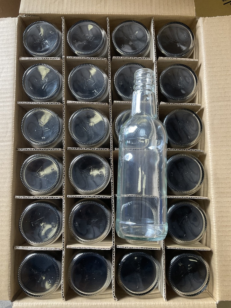 Clear glass bottle 13 oz – Single or Case of 24 with Cap Options