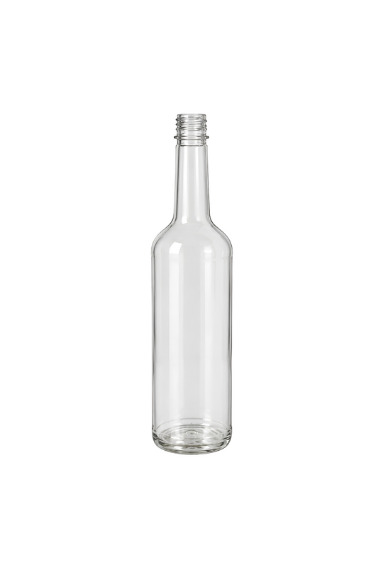 750 ml Clear PET Bottle – Box of 12 Units with Assorted Cap Colors