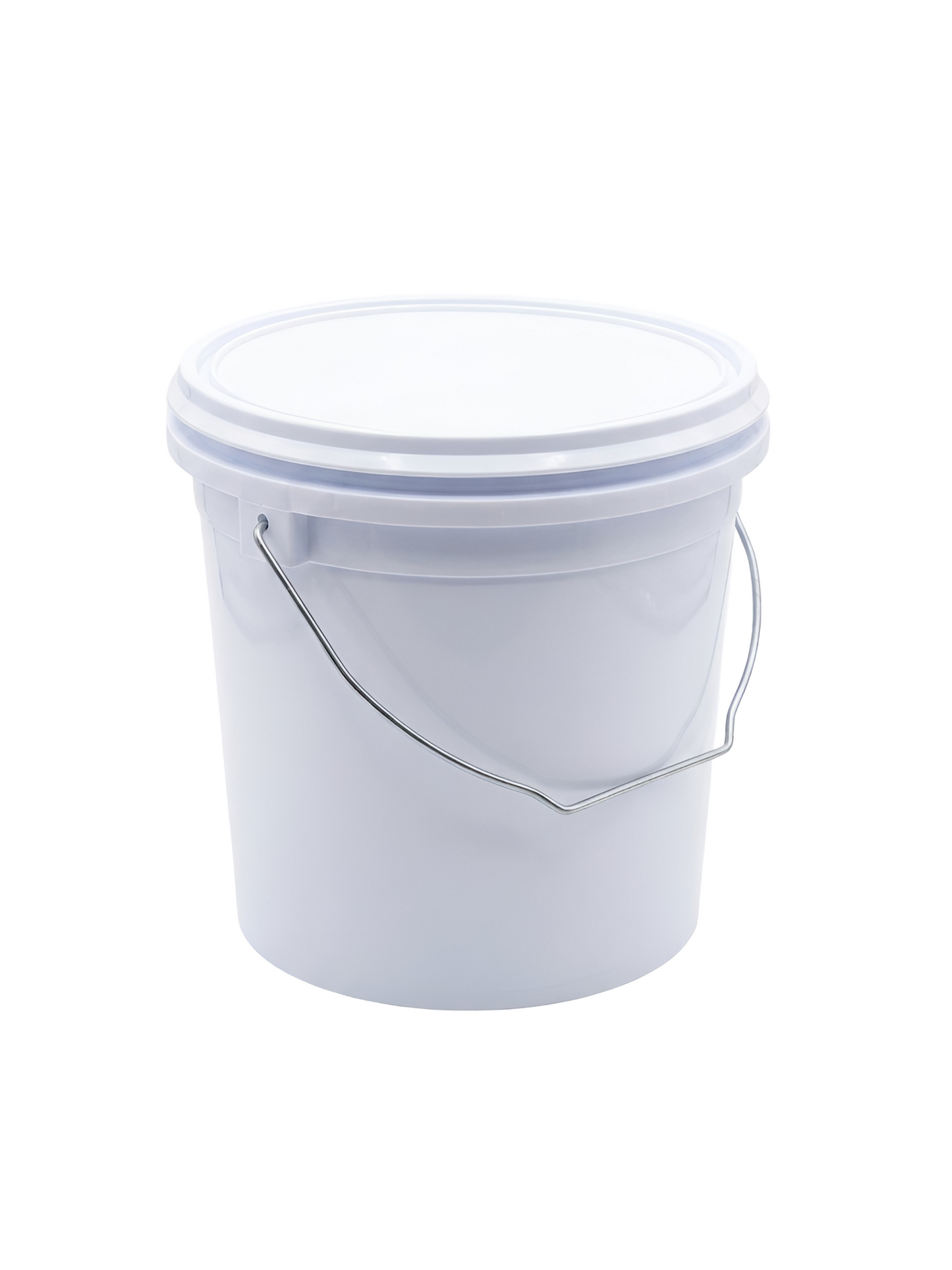 1-Gallon White Plastic Pail with Lid & Metal Handle