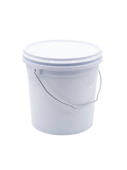 1-Gallon White Plastic Pail with Lid & Metal Handle